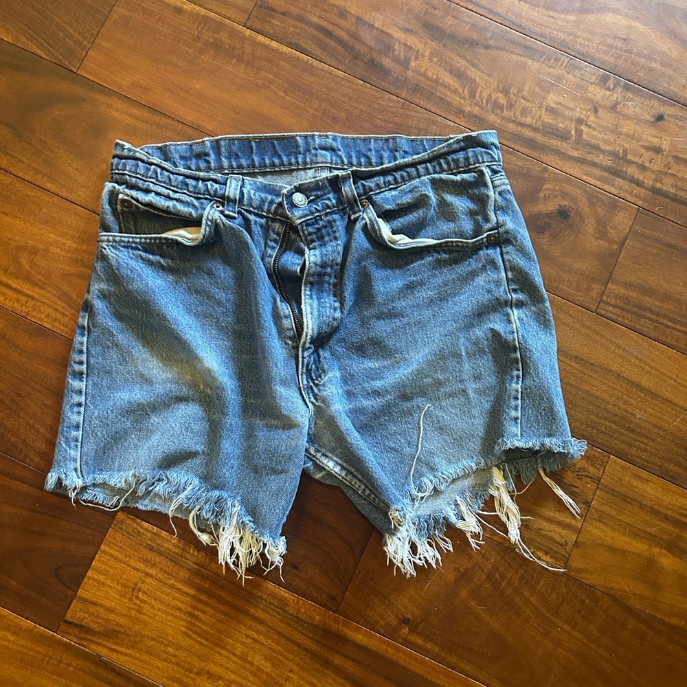 VINTAGE Levi's Blue Jean Shorts Distressed Cut-Off Style